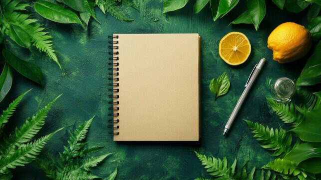 New Year's resolution list with a green sustainability theme, featuring eco-friendly goals for a more sustainable future, including reducing waste, conserving energy, and supporting green initiatives.