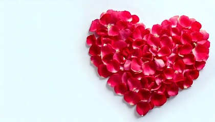 Heart from rose petals and symbolizing love, perfect for Valentine's Day, romantic, delicate, and heartwarming