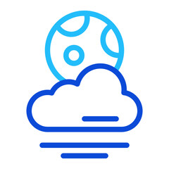 Cloudy Month Duoline Icon