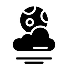 Cloudy Month Solid Icon