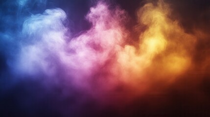 Colorful smoke clouds on dark background.
