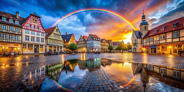 Rinteln Marktplatz: Vibrant Rainbow Long Exposure Photograph