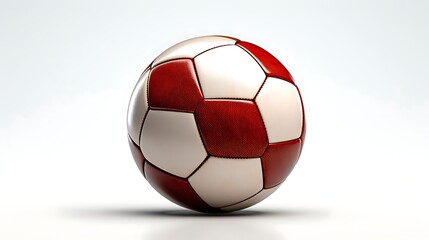 Red and white soccer ball isolated on white background.