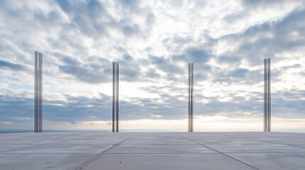 Steel Rods Ready for Concrete Pouring Under Cloudy Sky