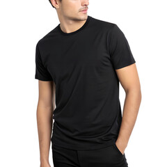 Obraz premium a man wearing a black colored slim fit supima cotton.png