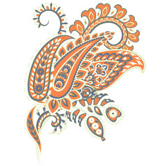 Vector Floral isolated pattern with paisley ornament.