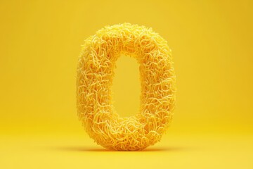A yellow noodle is stretched out to form the number zero
