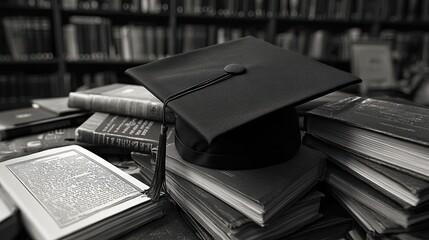 A close-up of a graduation cap, which represents accomplishment in school and intellectual