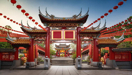 Fototapeta premium Beautiful architectural building of a Chinese temple