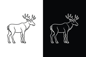 Moose  icon vector on White Background ,Vector Art Illustration on white background.