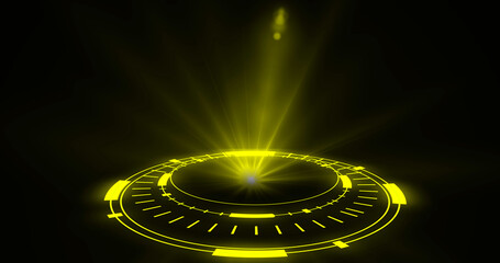 Magic Circle portals with Sci-fi digital style.Abstract hologram technology.Futuristic portals, Magic Hologram display technology spotlight user interface HUD circle colored.Abstract technology BG