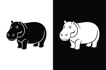 Hippo icon vector on White Background ,Vector Art Illustration on white background.