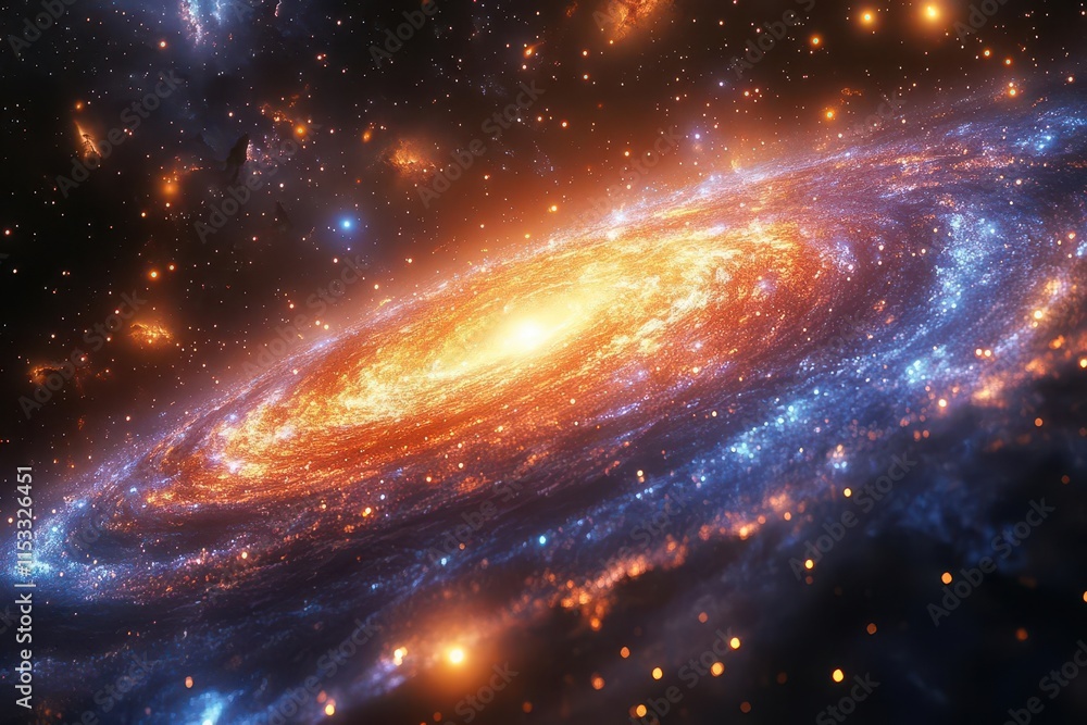 Poster vast galaxy scene depicting an array of colorful galaxies stars and planets in a mesmerizing light s