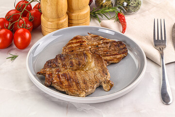 Grilled pork neck sirloin steak