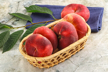 Ripe sweet and juicy Flat peach