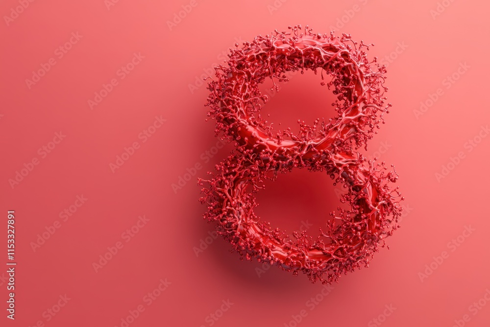 Aufkleber A red number 8 with red splatters surrounding it