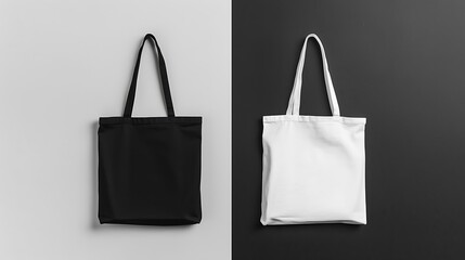 Black and White Tote Bags Mockup: Eco-Friendly Shopping Bags