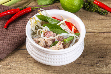 Vietnamese Pho Bo soup with beef