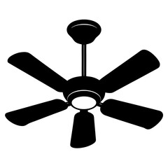 Ceiling fan silhouette vector illustration on white background

