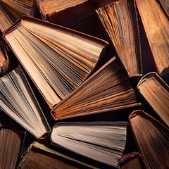 Close-Up of Hardcover Books with Fanned Page