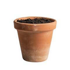 Terracotta pot with soil mixture isolated on transparent background Generative Ai.