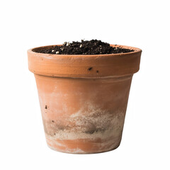 Terracotta pot with soil mixture isolated on transparent background Generative Ai.