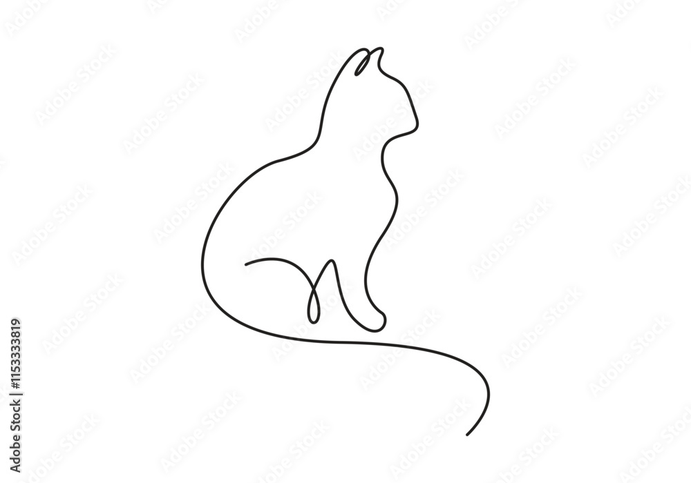 Poster Continuous one line drawing of cat. Animal icon. Vector illustration