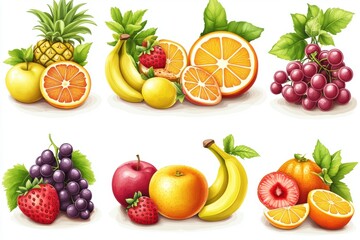 A colorful assortment of fresh fruits arranged for visual appeal.