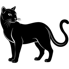 Black cat silhouette vector on white background.