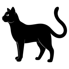 Black cat silhouette vector on white background.