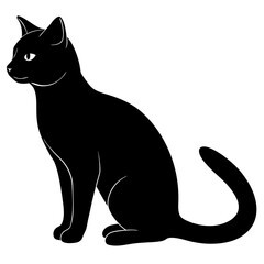 Black cat silhouette vector on white background.
