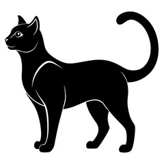 Black cat silhouette vector on white background.