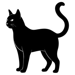 Black cat silhouette vector on white background.