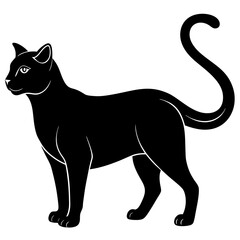 Black cat silhouette vector on white background.