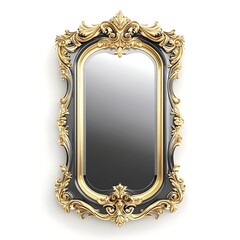 Ornate Gold and Black Rectangular Mirror Frame