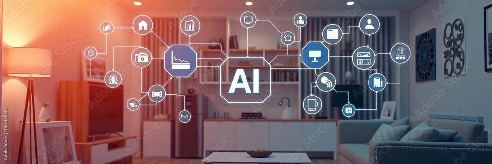 Poster futuristic smart home system with ai technologies and generative ai, digital, system