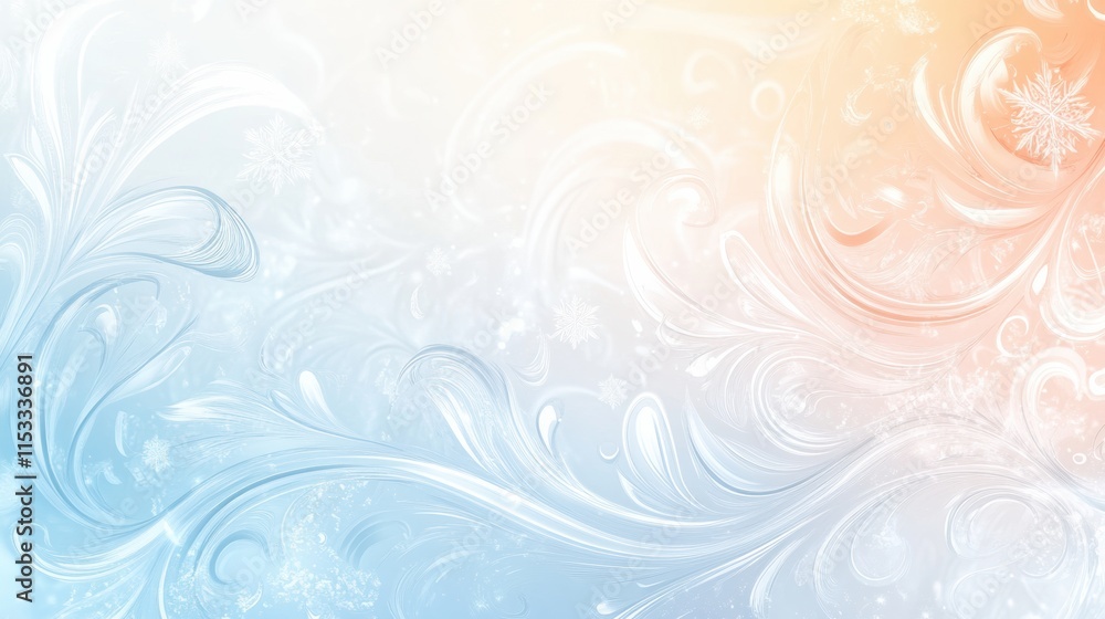 Aufkleber Winter doodle featuring intricate frost patterns on glass during a cold morning with soft light. Generative AI
