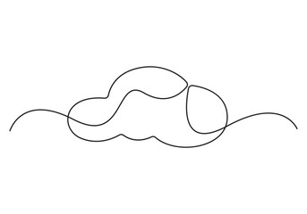 Continuous single line drawing of a cloud. Isolated on white background vector illustration