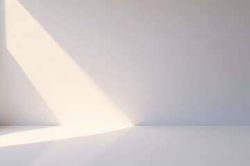 Fototapeta premium Minimalist studio setup with spotlight gradient on white backdrop, showcasing a premium product against clean lines and empty space, premium products, clean background