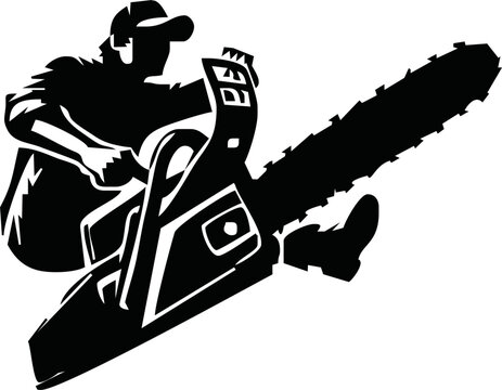 recommend clip art: Chainsaw on white background. Lumberjack tool. Woodcutter saw sign. flat style.