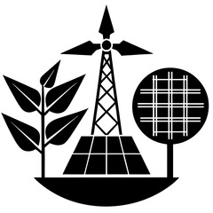 Green Energy Silhouette On White Background