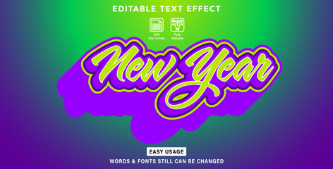 Editable text effect new year 2025 style