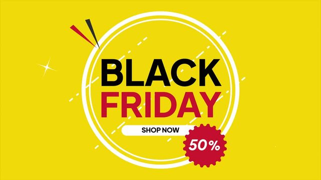 Animated video Black Friday sale concept. Full length animation illustration. High quality 4k footage.