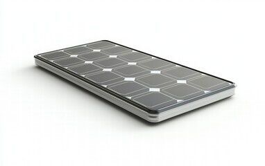 A single 3D-rendered solar panel lying flat with visible cell alignment and realistic metallic borders, isolated on white