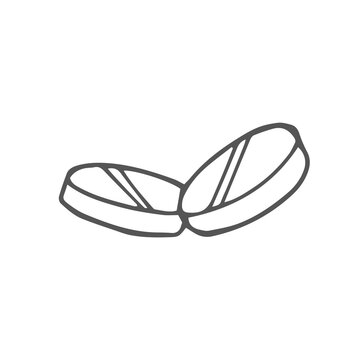 recommend clip art: Pills sketch. Medical capsules. Medicines vitamins. Hand drawn line art illustration.