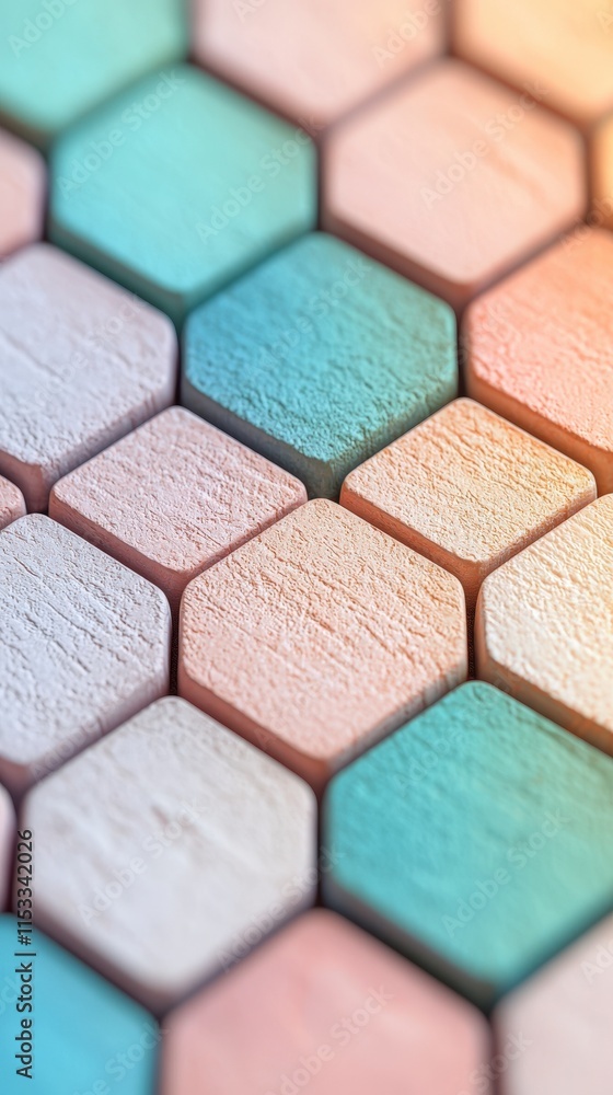 Poster abstract hexagon pattern pastel colors 3d render geometric background minimalist desig