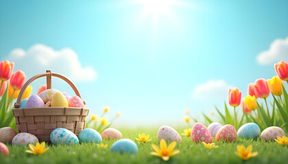 easter eggs in a basket