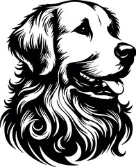 Golden Retriever vector black silhouette cricut design for T-shirt