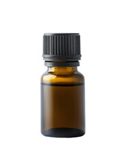 Fototapeta premium Amber essential oil bottle with dried herbs, isolated on transparent background