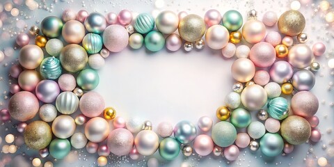 Pastel Christmas Ball Frame: Wide-Angle Festive Holiday Decoration Image